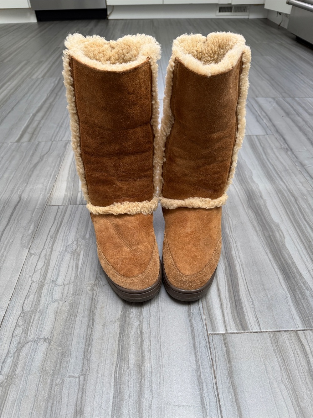 UGG Chestnut Suede Shearling Mid-Calf Winter Boots
